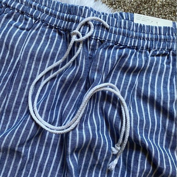 Beachlunchlounge Margot Linen Cotton Striped Crop Pants NEW Size XXL - Picture 3 of 7